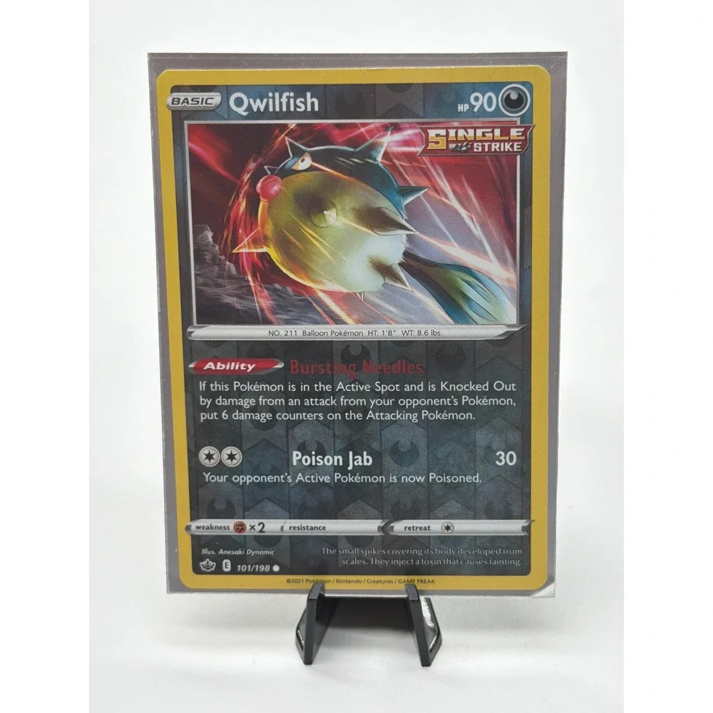 Pokemon Qwilfish 101/198 Chilling Reign Single Strike Reverse Holo Rare Card